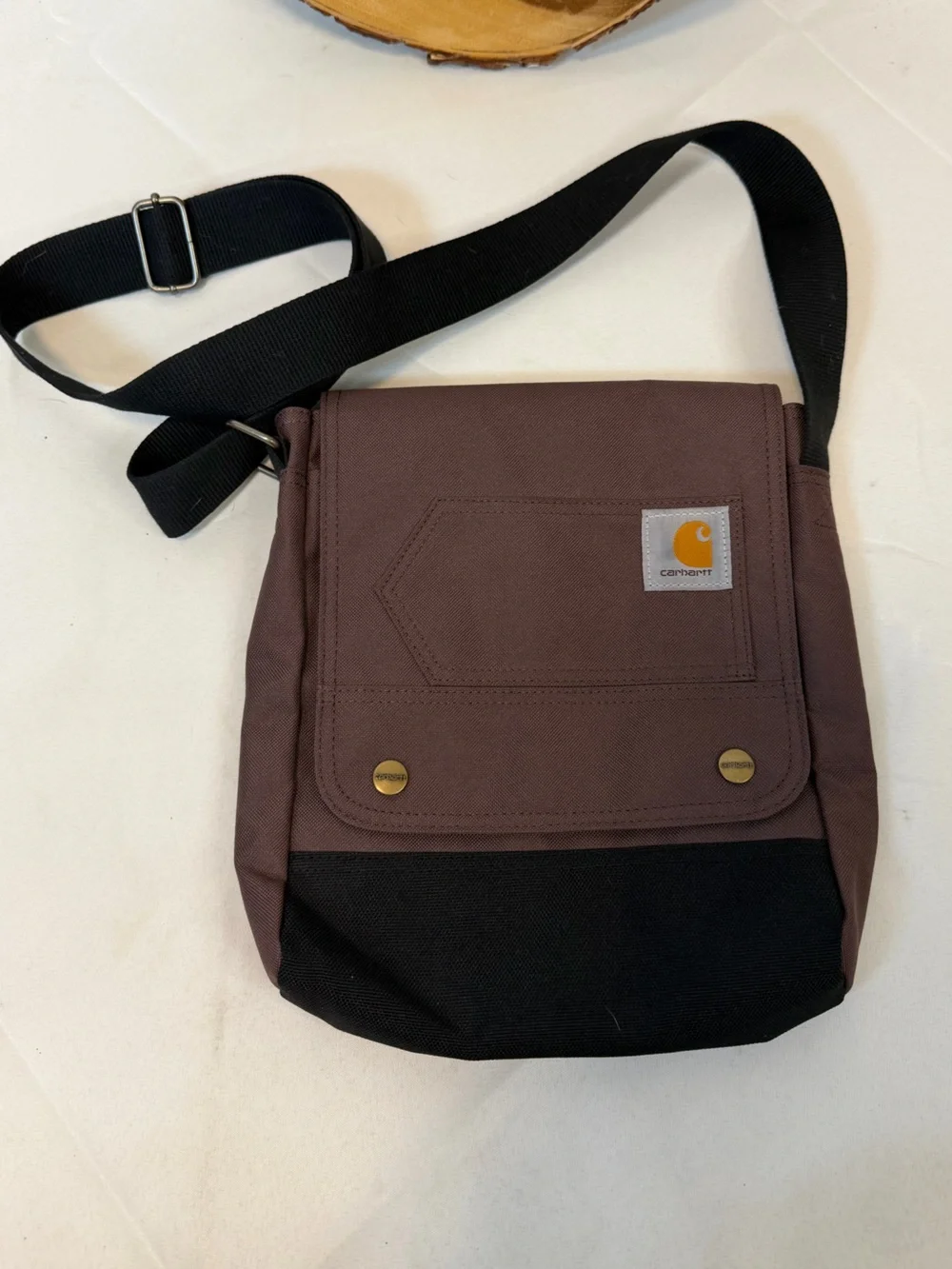 Carhartt Messenger Crossbody Bag Port Color Black Strap Flap Over Snap Closure‎
